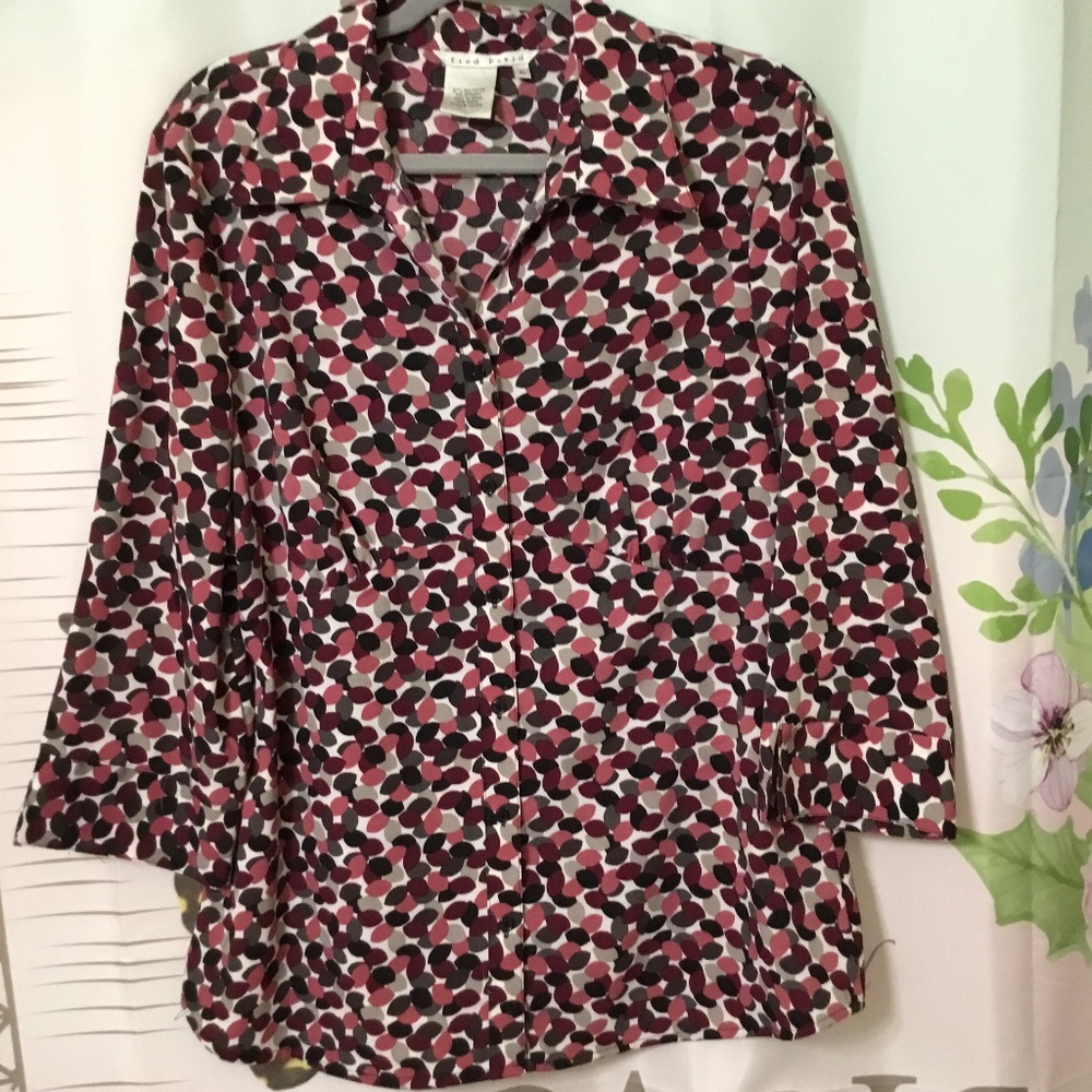 Fred David, Multicolor Blouse with V-Neck Size-XL